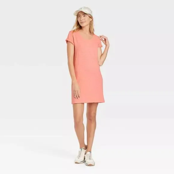 Universal Thread Dresses | Women's Short Sleeve T-Shirt Dress - Universal Thread Coral | Color: Orange | Size: Various | Bagitupboutique's Closet